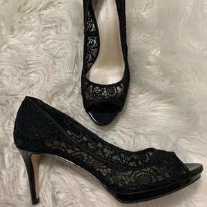 Nine West open toe lace heels